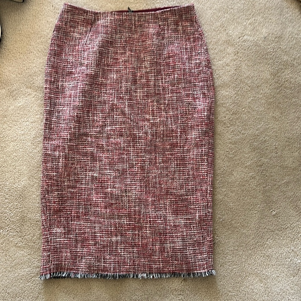 LK Bennett Tweed Burgundy Pencil Skirt